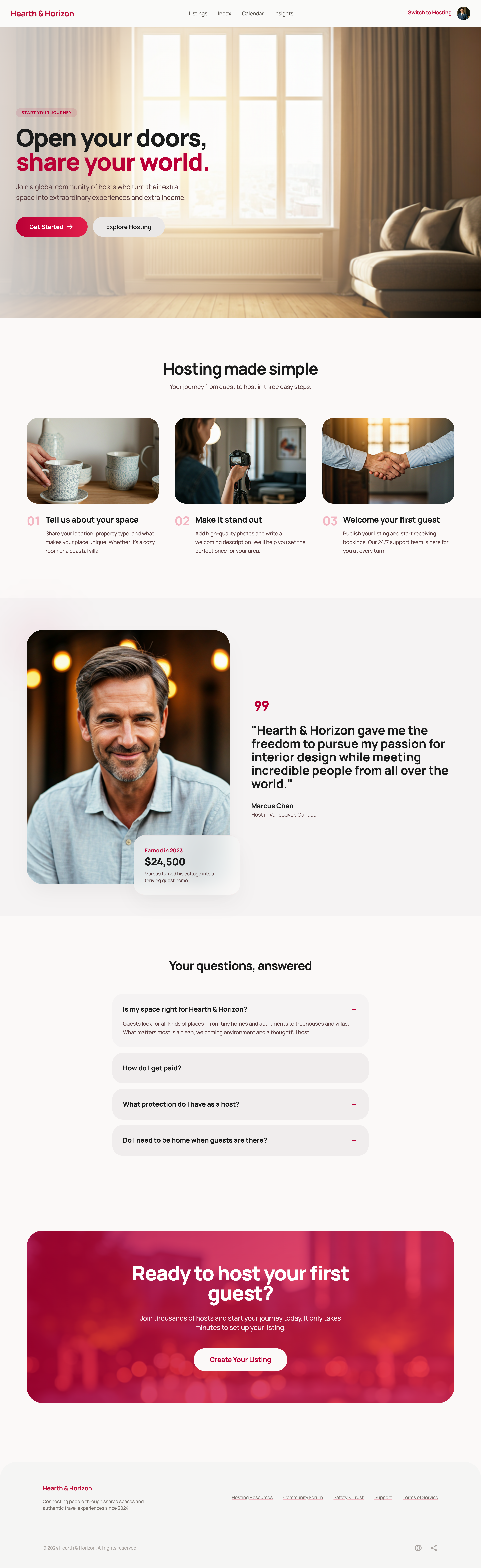 Airbnb-inspired Stitch export for the host onboarding flow