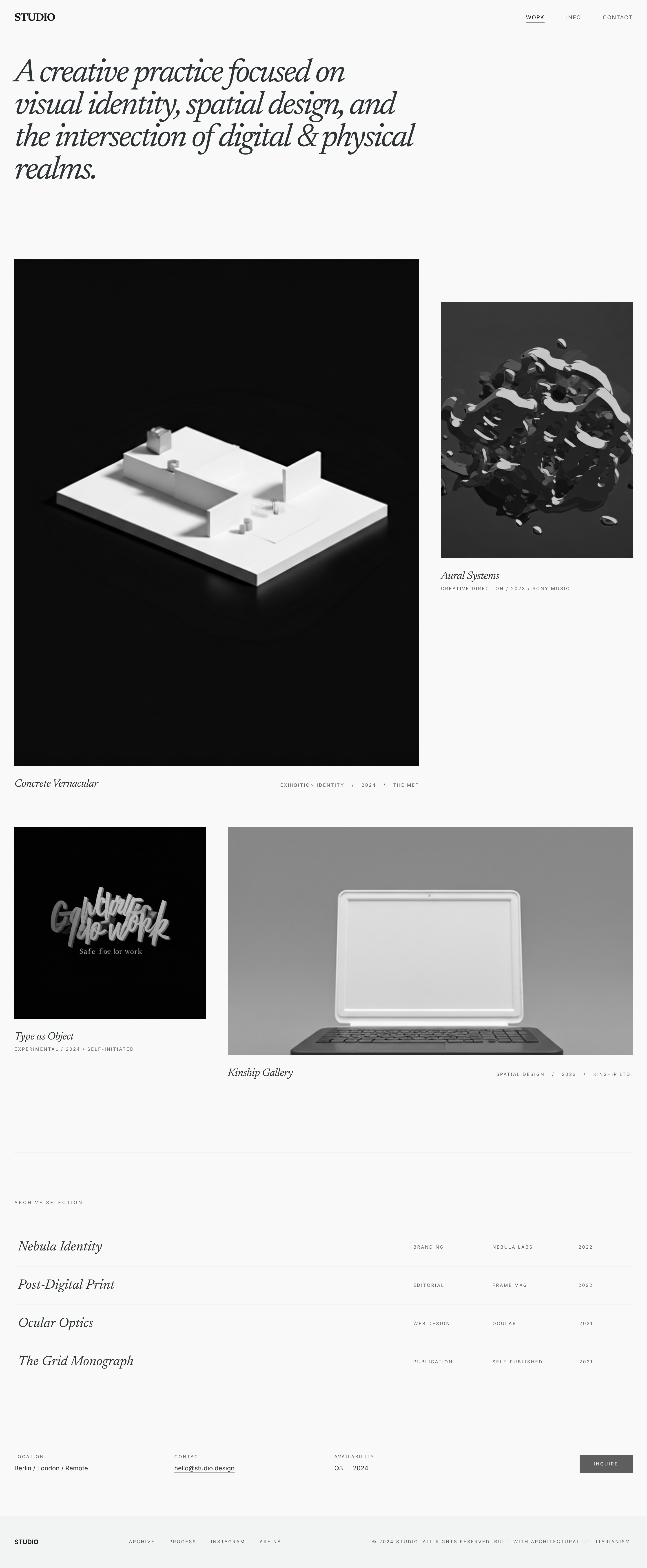 Cargo-inspired Stitch export for the graphic design portfolio index