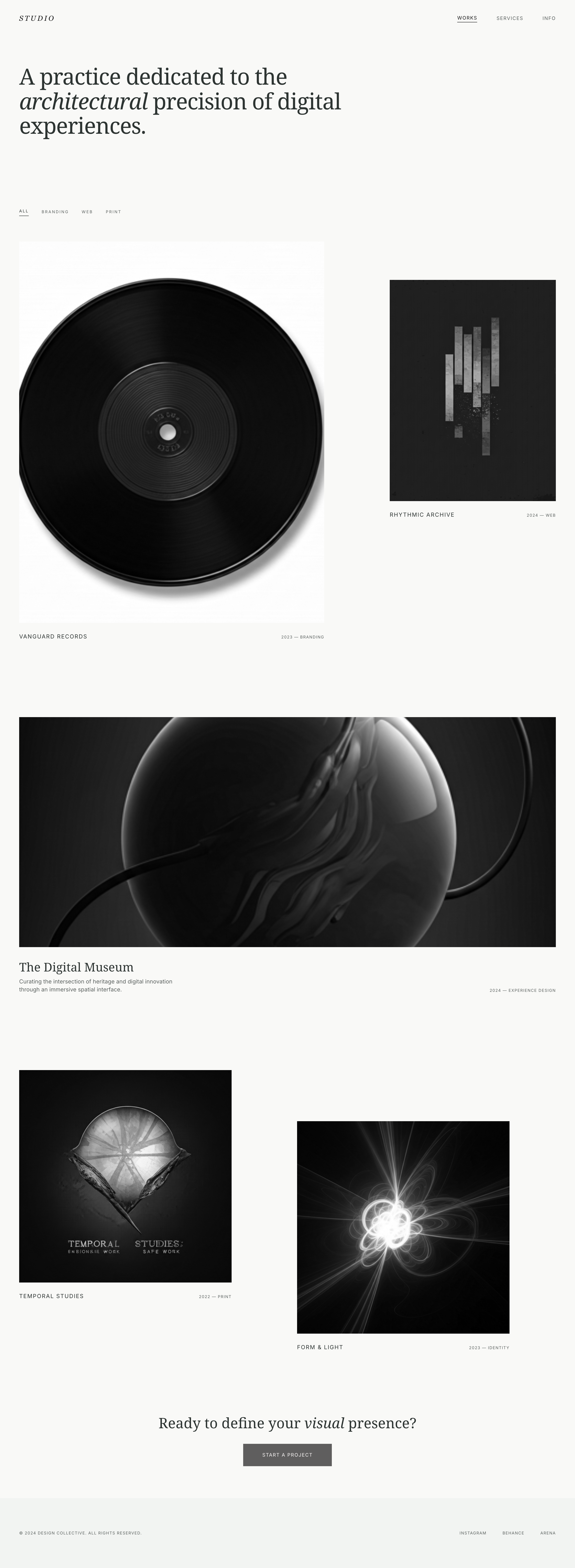 Cargo-inspired Stitch export for the studio directory portfolio