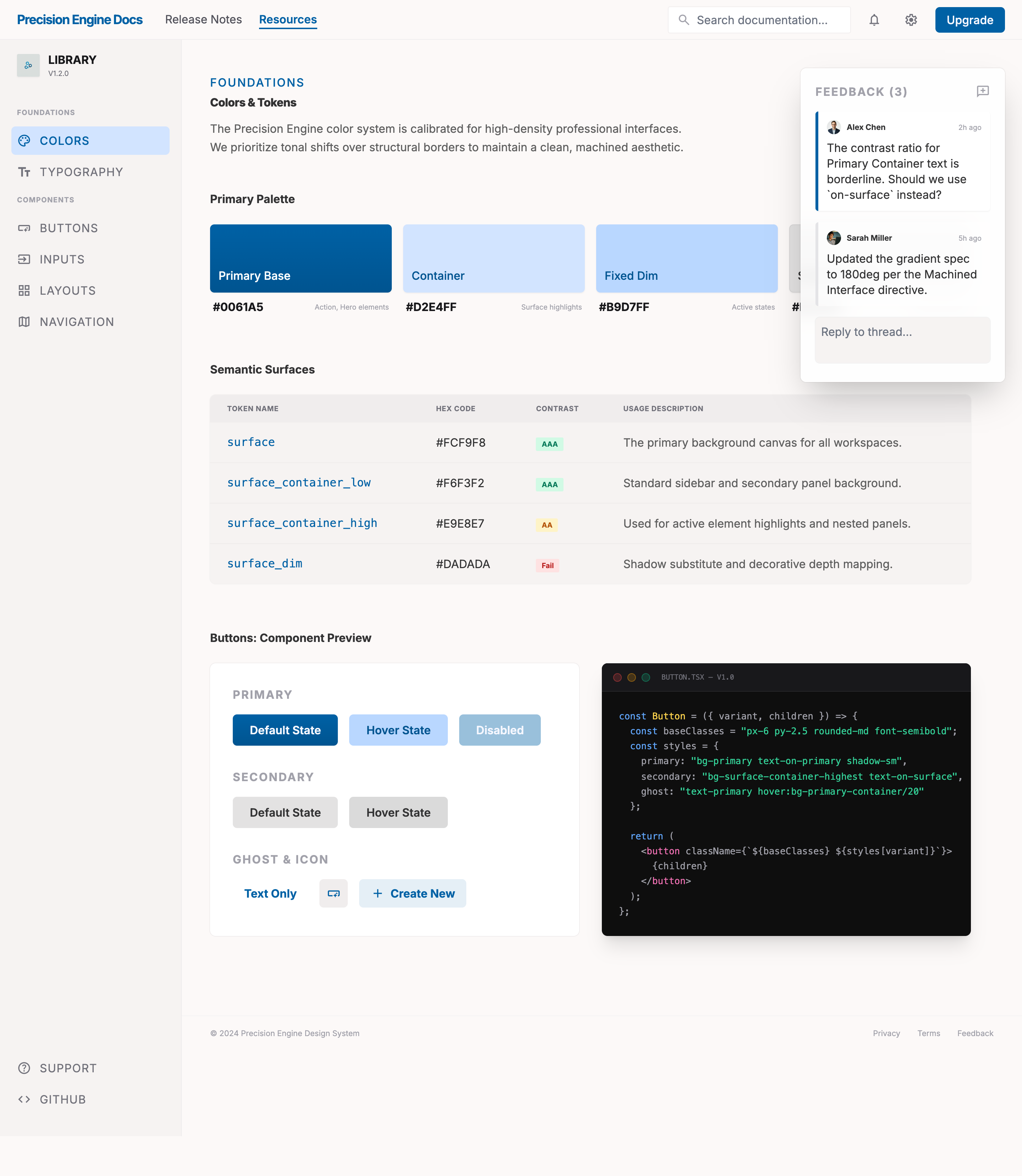 Figma-inspired Stitch export for the design system docs