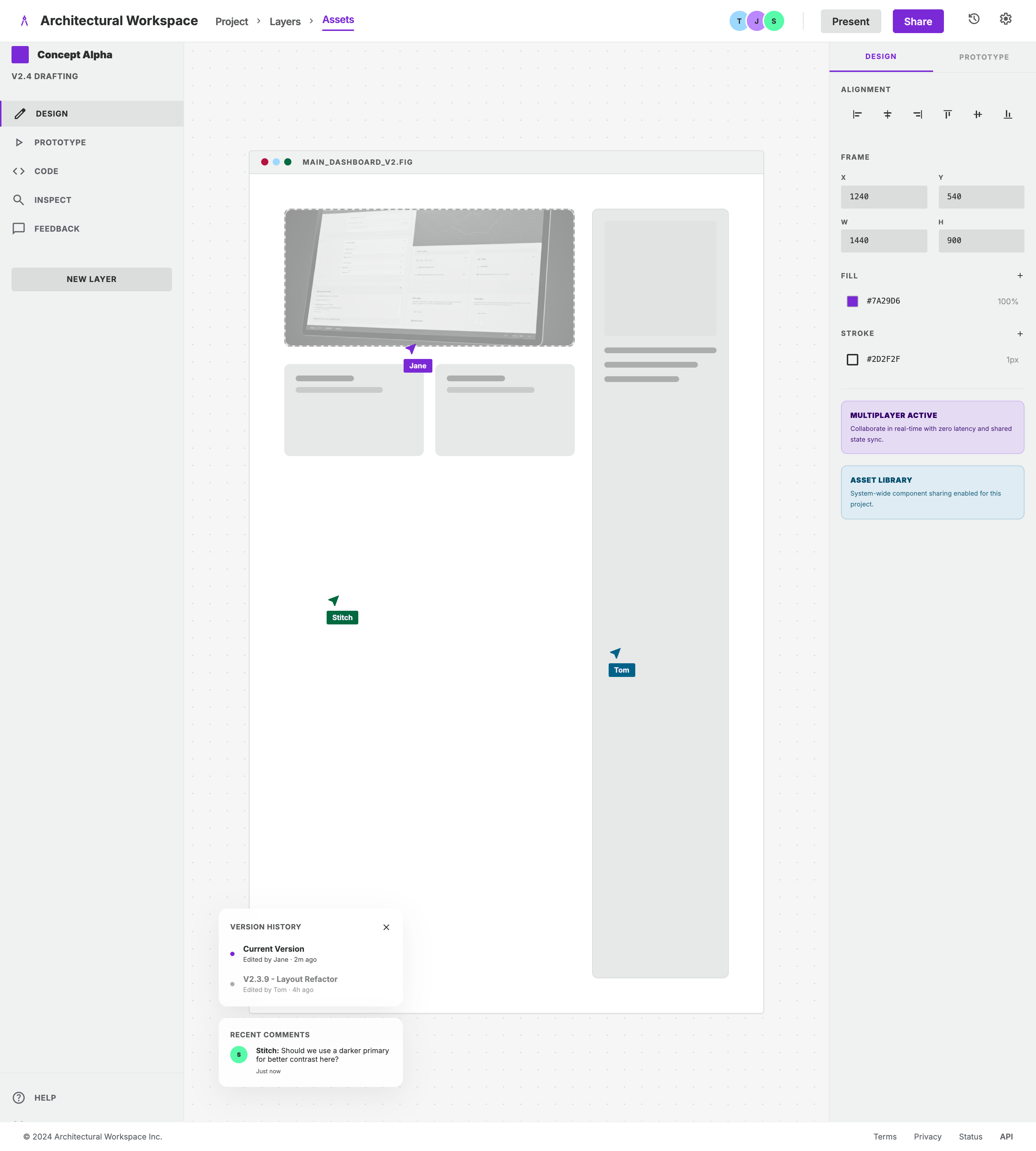 Figma-inspired Stitch export for the collaborative workspace home