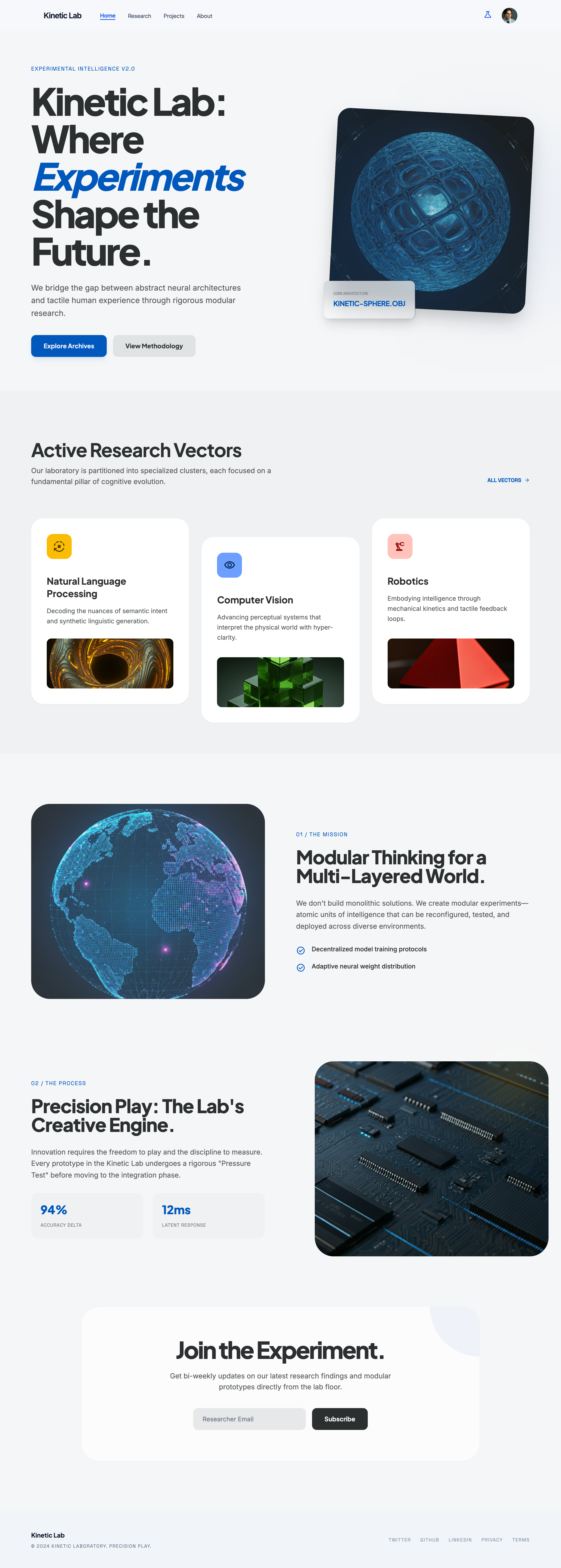 Google-inspired Stitch export for the AI lab microsite