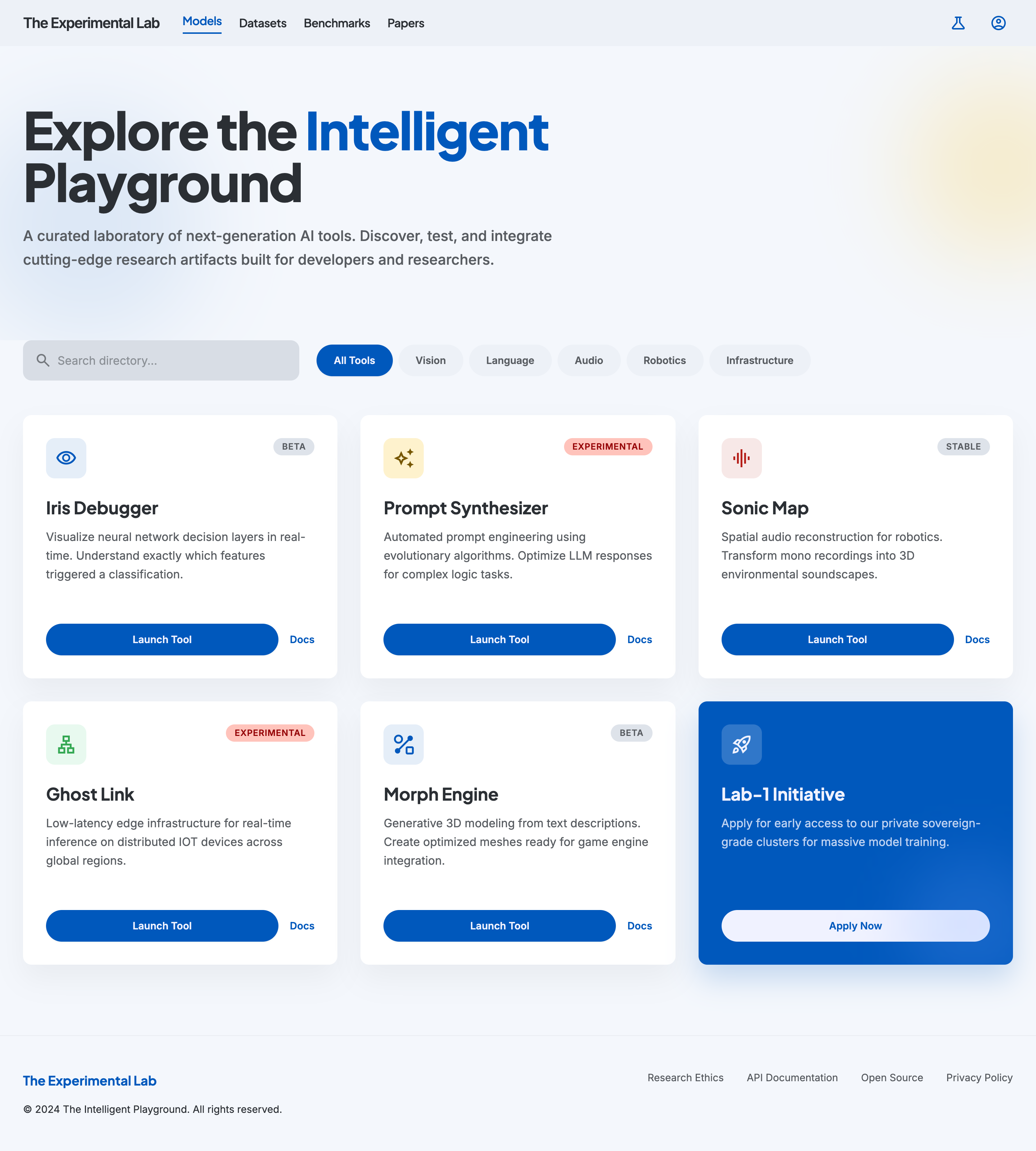 Google-inspired Stitch export for the experimental toolkit directory