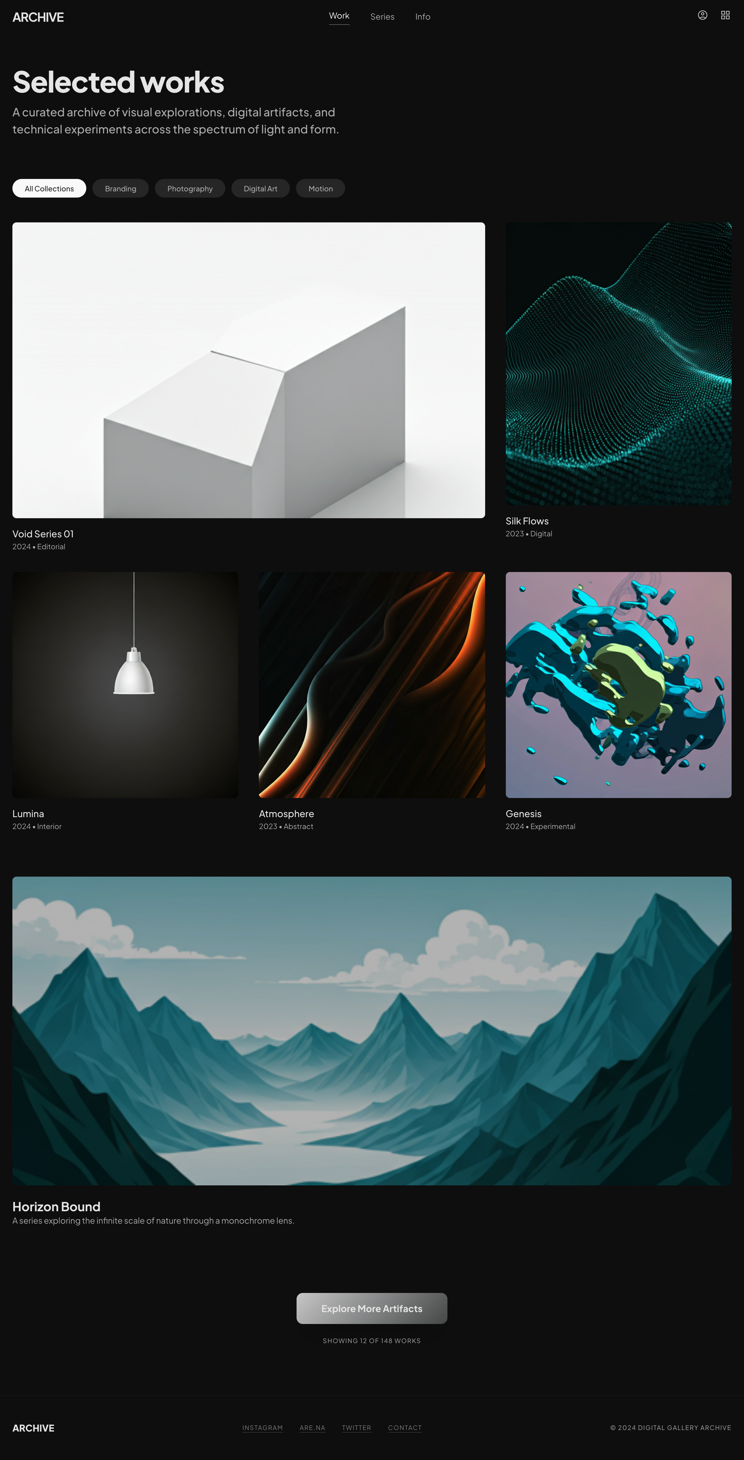 Instagram-inspired Stitch export for the creator portfolio archive
