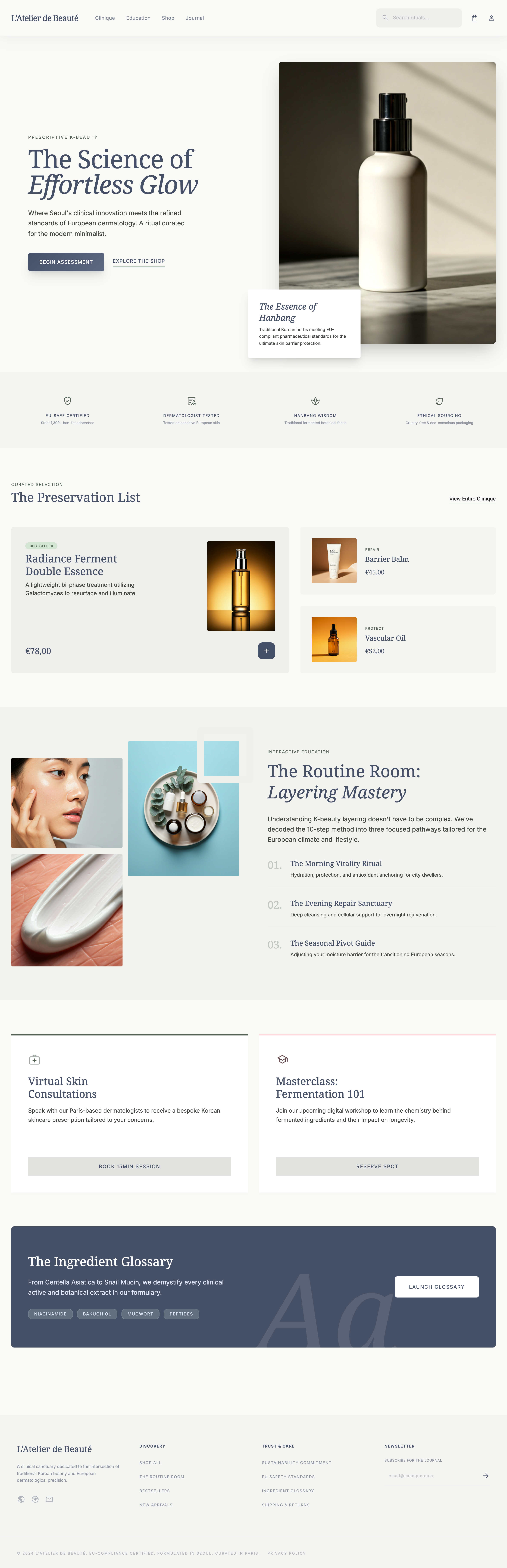 MiiN-inspired Stitch export for the European omnichannel K-beauty routine homepage