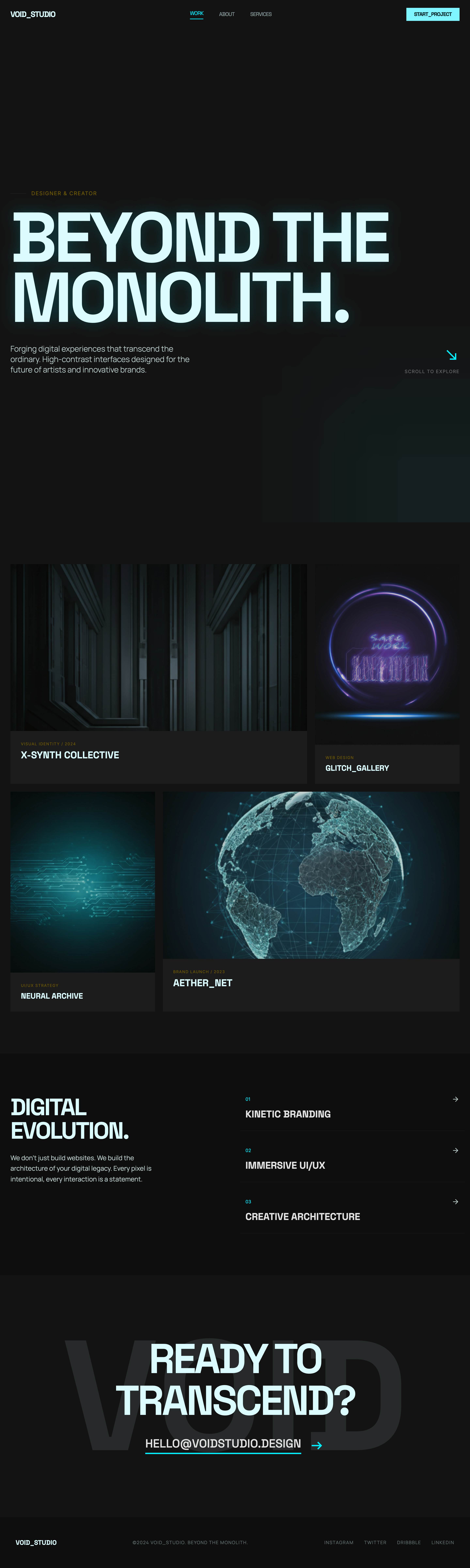 Readymag-inspired Stitch export for the web3 creator broadcast site
