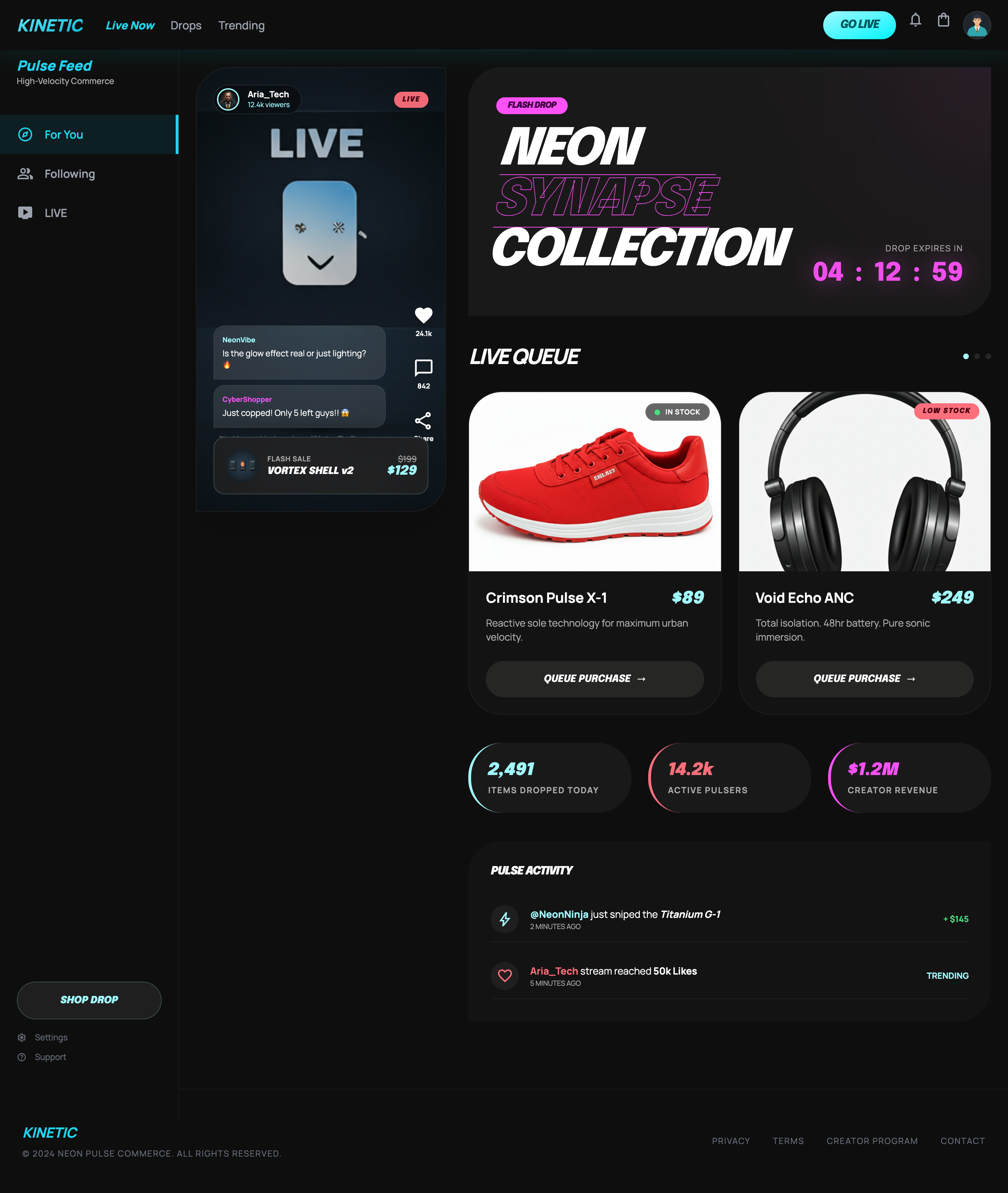 TikTok-inspired Stitch export for the live commerce launch